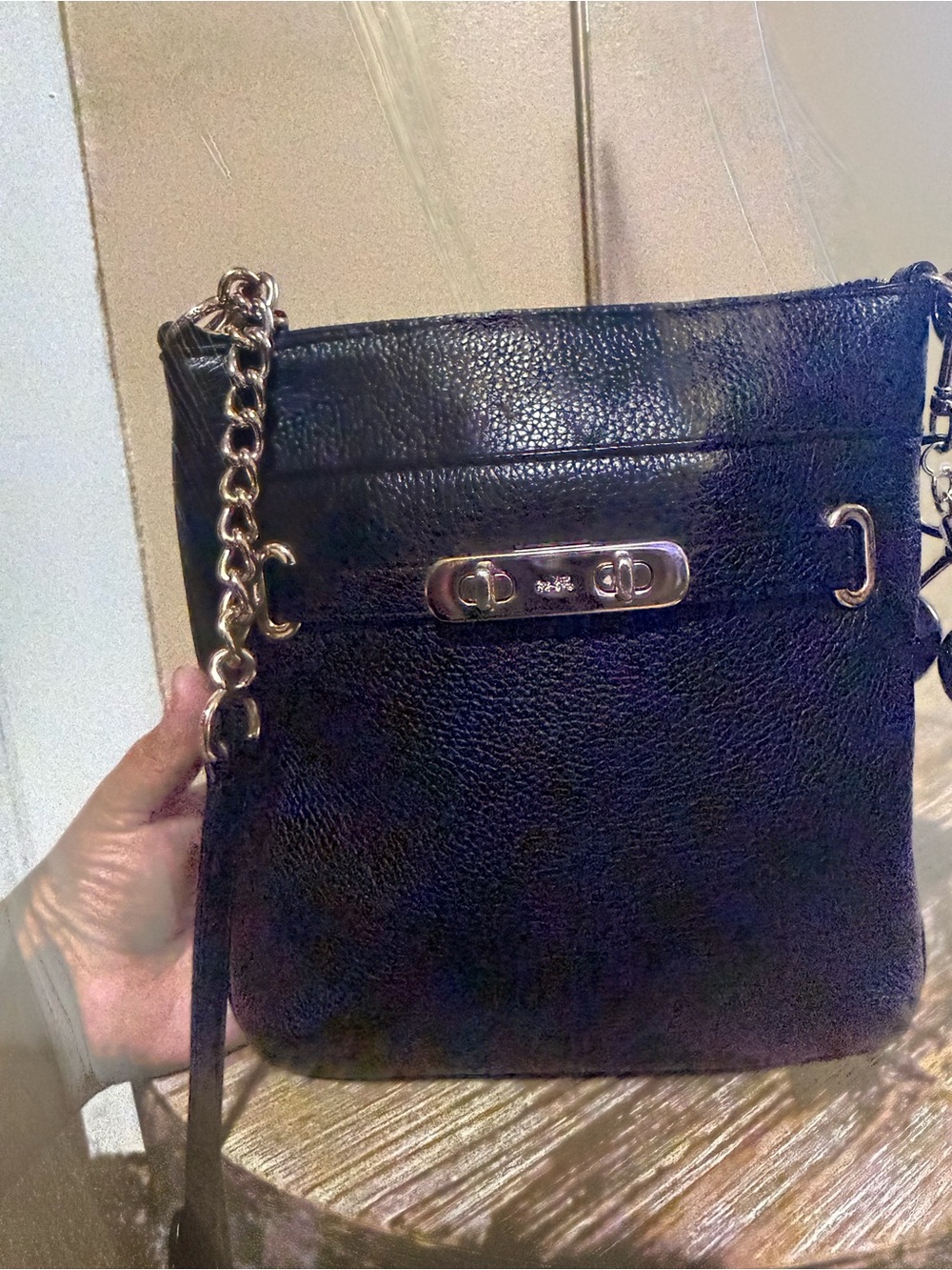 Coach Black Leather Crossbody Bag with Gold Hardware Cherries not include - Picture 4 of 6